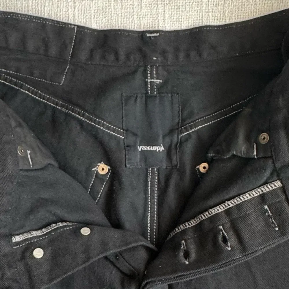 Assembly Black Denim Jeans Button Fly Side Zipper Gorpcore - Picture 10 of 11